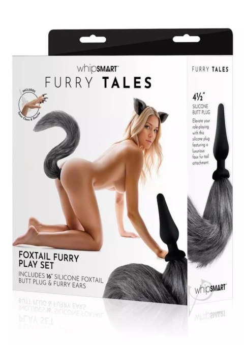 Zestaw Lis Korek Analny I Uszy Plug Grey Fox Tail Set Whipsmart Whipsmart