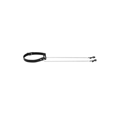 Rozwieracz do ust z klamerkami na sutki O-Ring Ball Gag with Nipple Clamps