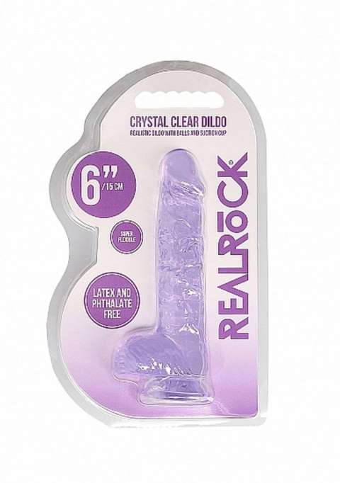 Dildo żelowe z przyssawką 15cm fioletowe Crystal Clear Dildo REALROCK SHOTS