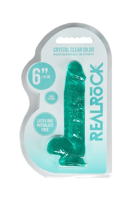 Dildo żelowe z przyssawką 15cm zielone Crystal Clear Dildo REALROCK SHOTS