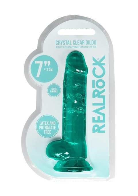 Dildo żelowe z przyssawką 19cm zielone Crystal Clear Dildo REALROCK SHOTS