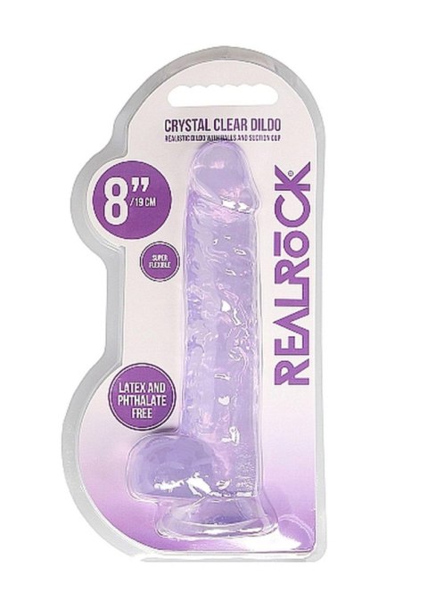 Dildo żelowe z przyssawką 20cm fioletowe Crystal Clear Dildo REALROCK SHOTS