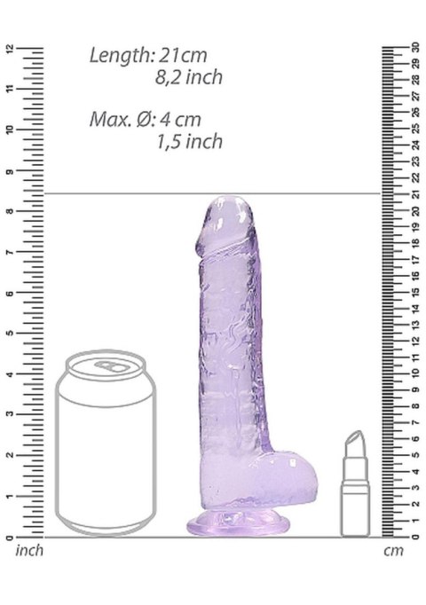 Dildo żelowe z przyssawką 20cm fioletowe Crystal Clear Dildo REALROCK SHOTS
