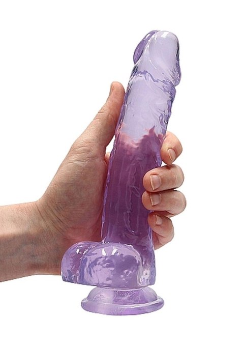 Dildo żelowe z przyssawką 20cm fioletowe Crystal Clear Dildo REALROCK SHOTS