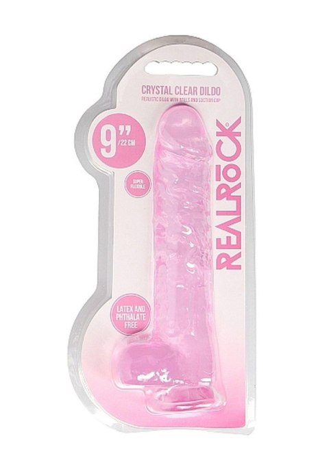 Dildo żelowe z przyssawką 23cm różowe Crystal Clear Dildo REALROCK SHOTS
