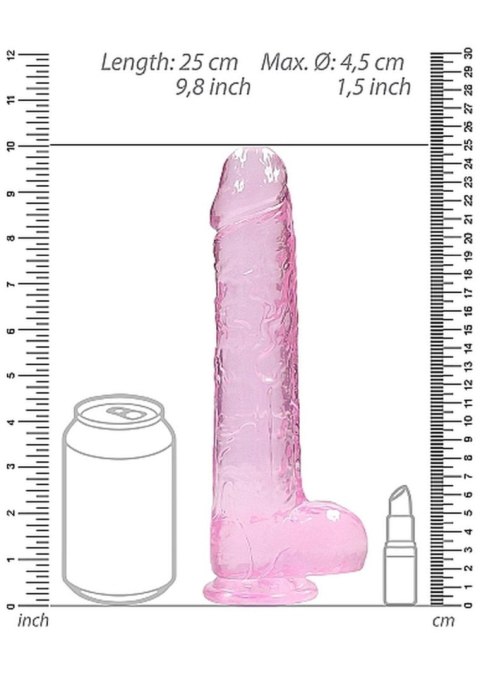 Dildo żelowe z przyssawką 23cm różowe Crystal Clear Dildo REALROCK SHOTS