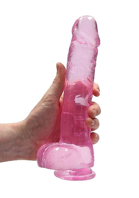 Dildo żelowe z przyssawką 23cm różowe Crystal Clear Dildo REALROCK SHOTS