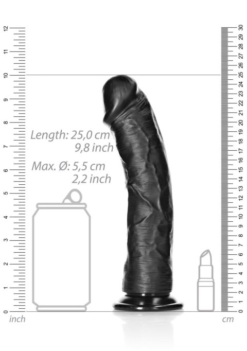 Dildo realistyczne z przyssawką zakrzywione czarne 23cm REALROCK SHOTS