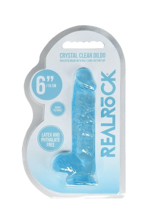 Dildo silikonowe niebieskie 15cm Crystal Clear Dong REALROCK SHOTS