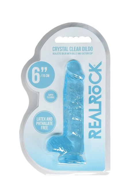 Dildo silikonowe niebieskie 15cm Crystal Clear Dong REALROCK SHOTS