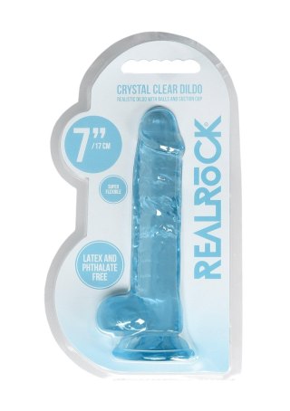 Dildo silikonowe niebieskie 19cm Crystal Clear Dong REALROCK SHOTS