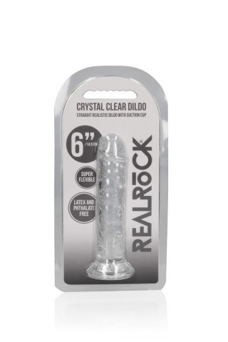 Dildo żelowe z przyssawką 14.5cm przeźroczyste Crystal Clear Dildo REALROCK SHOTS