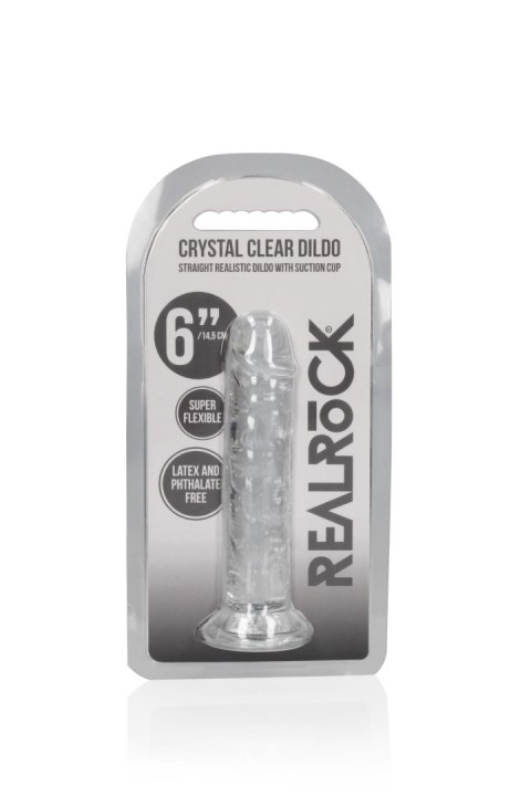 Dildo żelowe z przyssawką 14.5cm przeźroczyste Crystal Clear Dildo REALROCK SHOTS