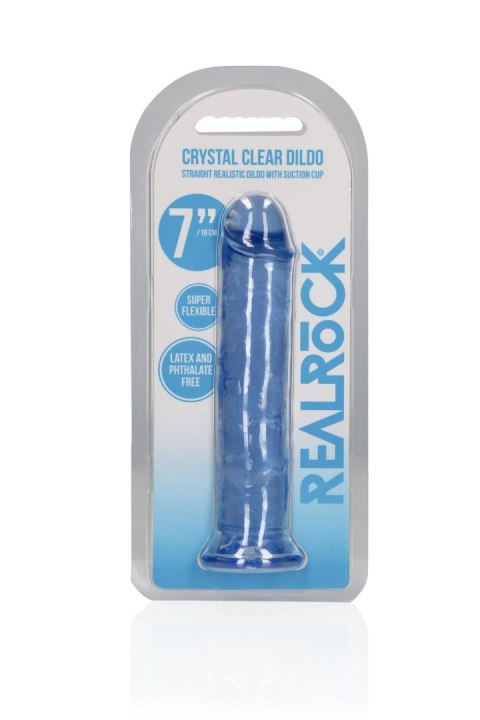 Dildo żelowe z przyssawką 18cm niebieskie Crystal Clear Dildo REALROCK SHOTS
