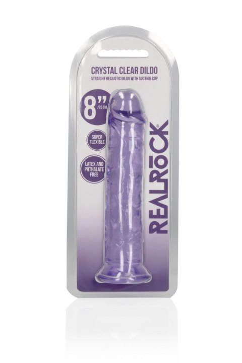 Dildo żelowe z przyssawką 20cm fioletowe Crystal Clear Dildo REALROCK SHOTS