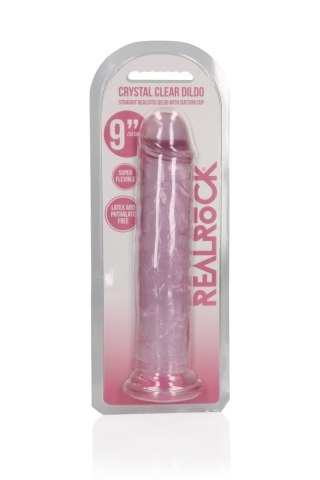 Dildo żelowe z przyssawką 23cm różowe Crystal Clear Dildo REALROCK SHOTS