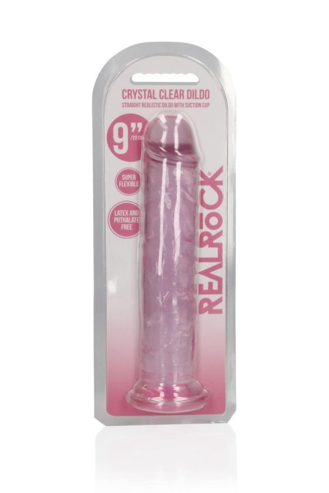 Dildo żelowe z przyssawką 23cm różowe Crystal Clear Dildo REALROCK SHOTS