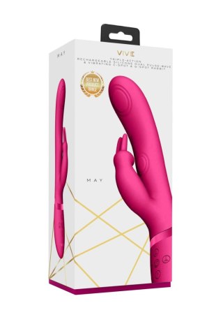 Wibrator Króliczek Z Potrójną Stymulacją I Technologią Pulse Wave Różowy - MAY VIVE045 DUAL PULSE WAVE RABBIT