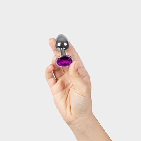 PURPLE JEWELLED METAL BUTT PLUG S