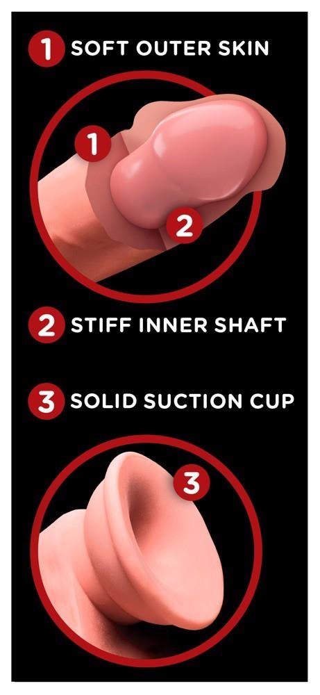 Dildo realistyczne z poruszającymi jądrami cieliste 17.8cm Triple Density Cock KING COCK PLUS ORION