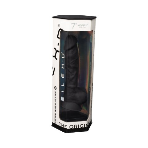 Dildo silikonowe z przyssawką czarny 20cm Model 1 Silexd