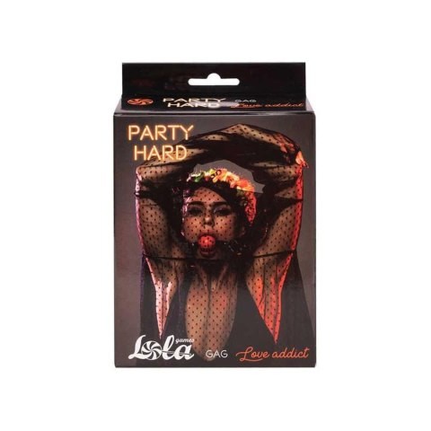 Knebel do ust z czerwoną kulką Gag Party Hard Love Addict Red