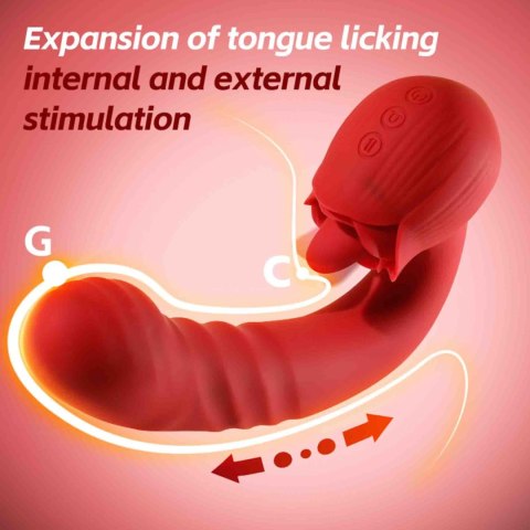 Luksusowy Wibrator Tłokowy Typu Róża Z Funkcją Oralną – Rose Thrusting Vibrator