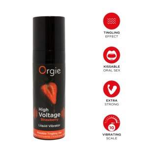 Wibrator w płynie truskawka High Voltage - Strawberry - 15ml ORGIE