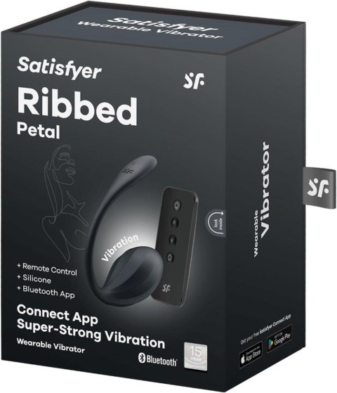 Jajeczko wibrujące na aplikację czarne Ribbed Petal Satisfyer