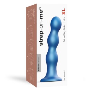 Dildo silikonowe do STRAP-ON niebieskie 18cm PLUG BALLS METALLIC BLUE DORCELL