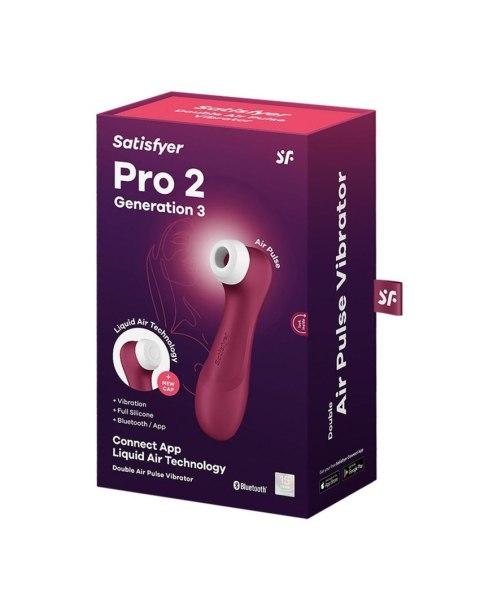 Pro 2 Generation 3with LiquStymulator-Air Technology, Vibration and Bluetooth/App wine red-Satisfyer