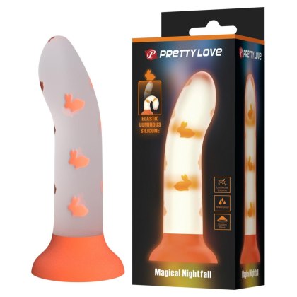 Dildo świecące pomarańczowe Magical Nightfall, Luminous Suction Pretty Love BAILE