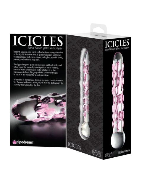 Dildo szklane z wypustkami przeźroczyste No. 7 Icicles