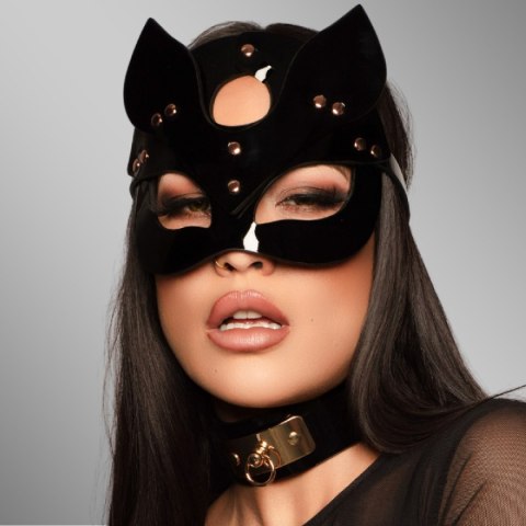 Maska na oczy High Gloss Cat Mask Deluxe Black/Gold Kinky Diva Kinky Diva