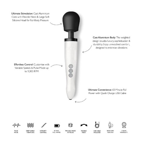 Wibrator różdżka Die Cast R Rechargeable Wand Massager White Doxy Doxy