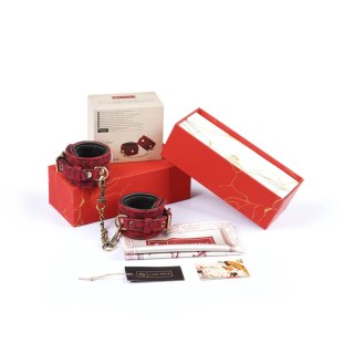 Kinbaku Ukiyoe Red Rosy Lamb Leather Ankle Cuffs Liebe Seele Liebe Seele