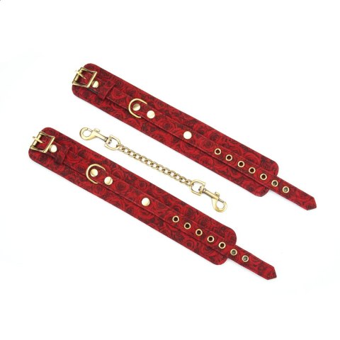 Kinbaku Ukiyoe Red Rosy Lamb Leather Ankle Cuffs Liebe Seele Liebe Seele