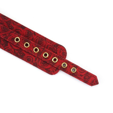 Kinbaku Ukiyoe Red Rosy Lamb Leather Ankle Cuffs Liebe Seele Liebe Seele