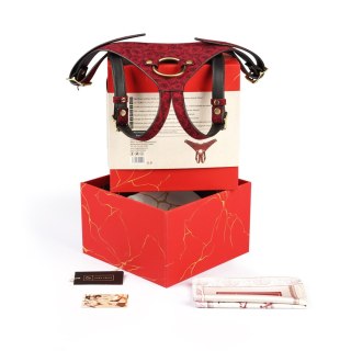 Kinbaku Ukiyoe Red Rosy Leather Strap On Harness Liebe Seele Liebe Seele