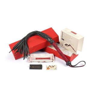 Pejcz Kinbaku Ukiyoe Red Rosy Leather Flogger Whip Liebe Seele Liebe Seele