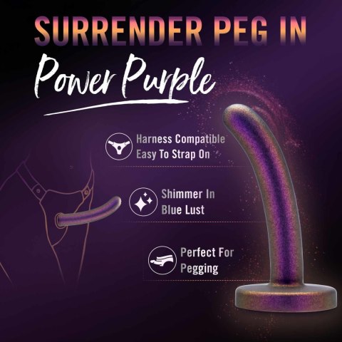 Dildo silikonowe do STRAP-ON 12cm metaliczny fioletTEMPTASIA SURRENDER PEG BEGINNER POWER TONGA