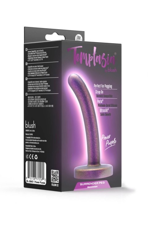 Dildo silikonowe do STRAP-ON 12cm metaliczny fioletTEMPTASIA SURRENDER PEG BEGINNER POWER TONGA