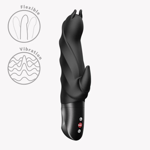 Wibrator Króliczek Żebrowany Silikonowy IPX7 Gwarancja 25 Lat - FUN FACTORY Darling Devil Black