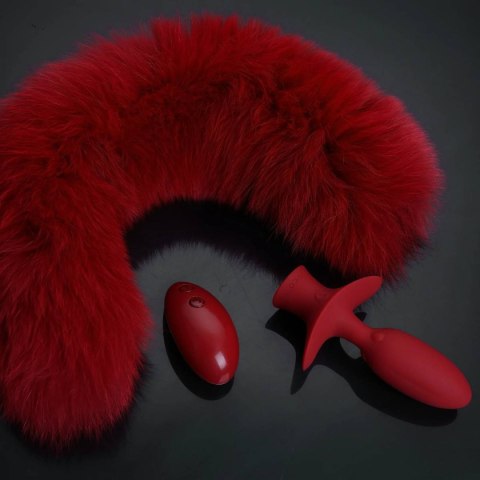 Korek analny Swinging&Vibrating Anal Plug With Fox Fur Tail Red Upko UPKO