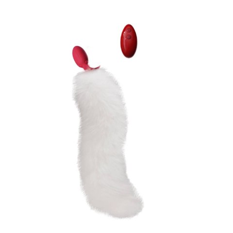 Korek analny Swinging&Vibrating Anal Plug With Fox Fur Tail White Upko UPKO