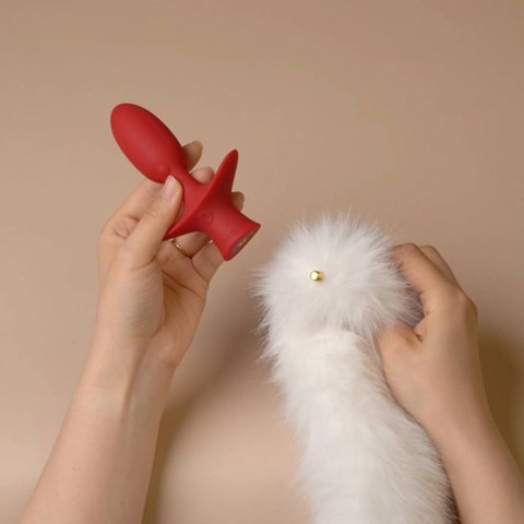 Korek analny Swinging&Vibrating Anal Plug With Fox Fur Tail White Upko UPKO