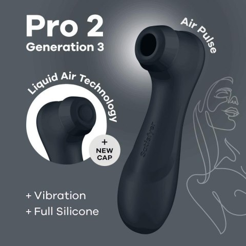 Stymulator Łechtaczki Czarny Pro 2 Generation 3 Satisfyer