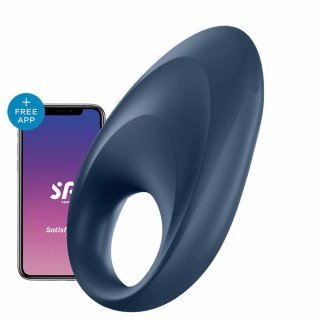 Pierścień Erekcyjny Wibrujący Niebieski Ring Mighty One Black Satisfyer