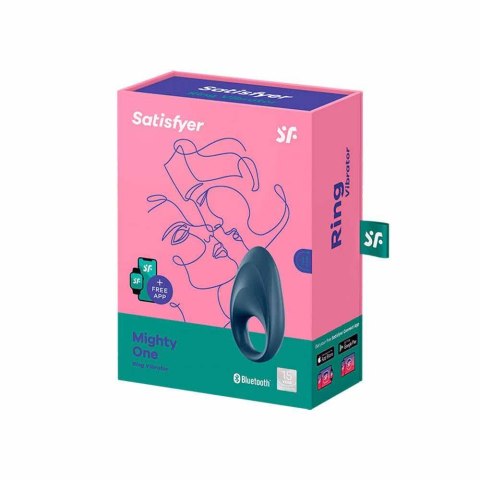 Pierścień Erekcyjny Wibrujący Niebieski Ring Mighty One Black Satisfyer