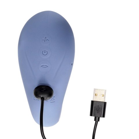 Wibrator z funkcją ssania, ładowany USB – silikonowy – 10 trybów – niebiesko-szary-Twitch 3